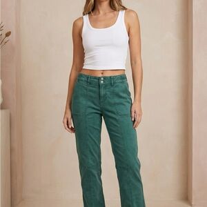 High-Rise Straight-Leg Jeans in Deep Green